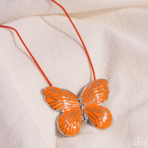 Fluttering Fervor - Orange Necklace