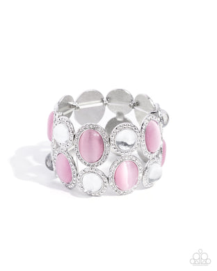 Affixed Appeal - Pink Stretchy Bracelet