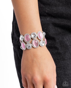 Affixed Appeal - Pink Stretchy Bracelet