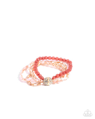 Beaded Boundary - Pink Stretchy Bracelet