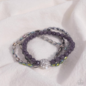 Beaded Boundary - Silver Stretchy Bracelet