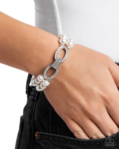 Fancy-Free Fanfare - White Stretchy Bracelet