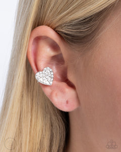 As Far As It GLOWS - White Cuff Earrings