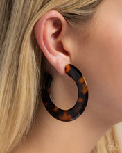 Load image into Gallery viewer, Spotted Scoop - Brown Hoop Earrings