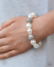 Load image into Gallery viewer, High-Class Headline - White Stretchy Bracelet