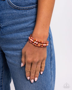 Seed Bead Stack - Orange Stretchy Bracelets