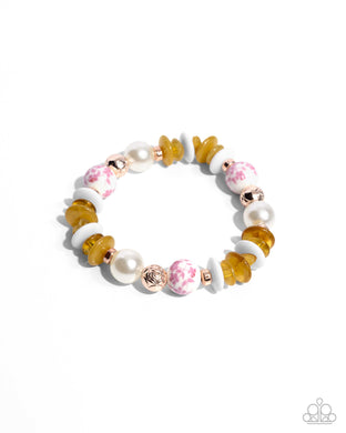 Porcelain Pattern - Pink Stretchy Bracelet