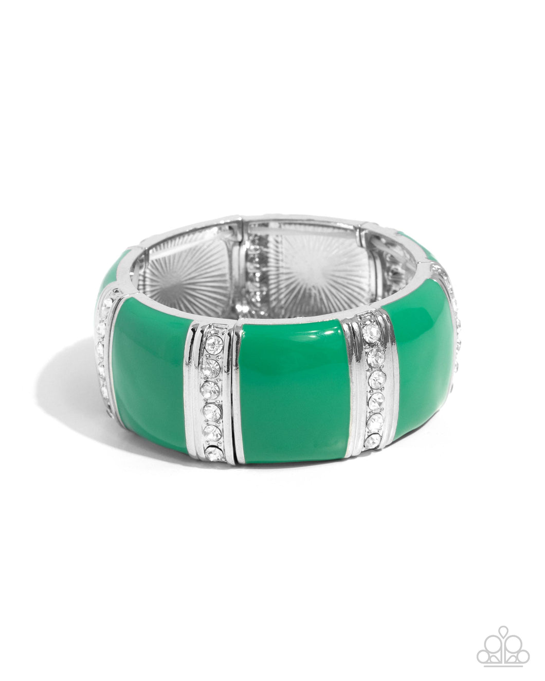 Colored Cameo - Green Stretchy Bracelet