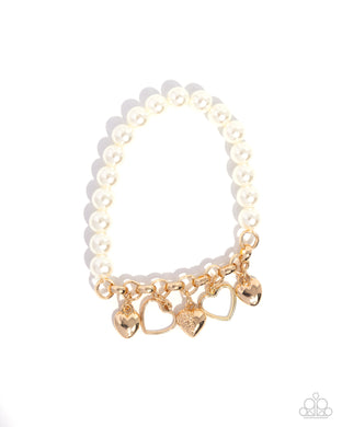 Charming Candidate - Gold Stretchy Bracelet