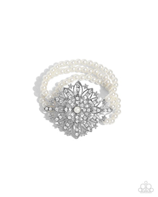 Flattering Florals - White Stretchy Bracelet