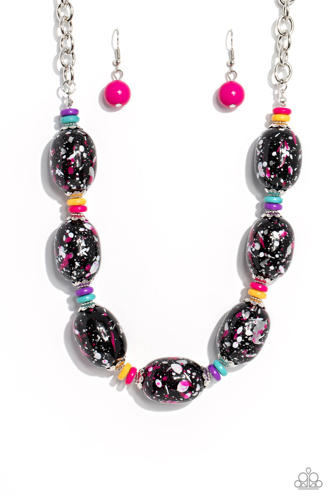 No Laughing SPLATTER - Pink Necklace