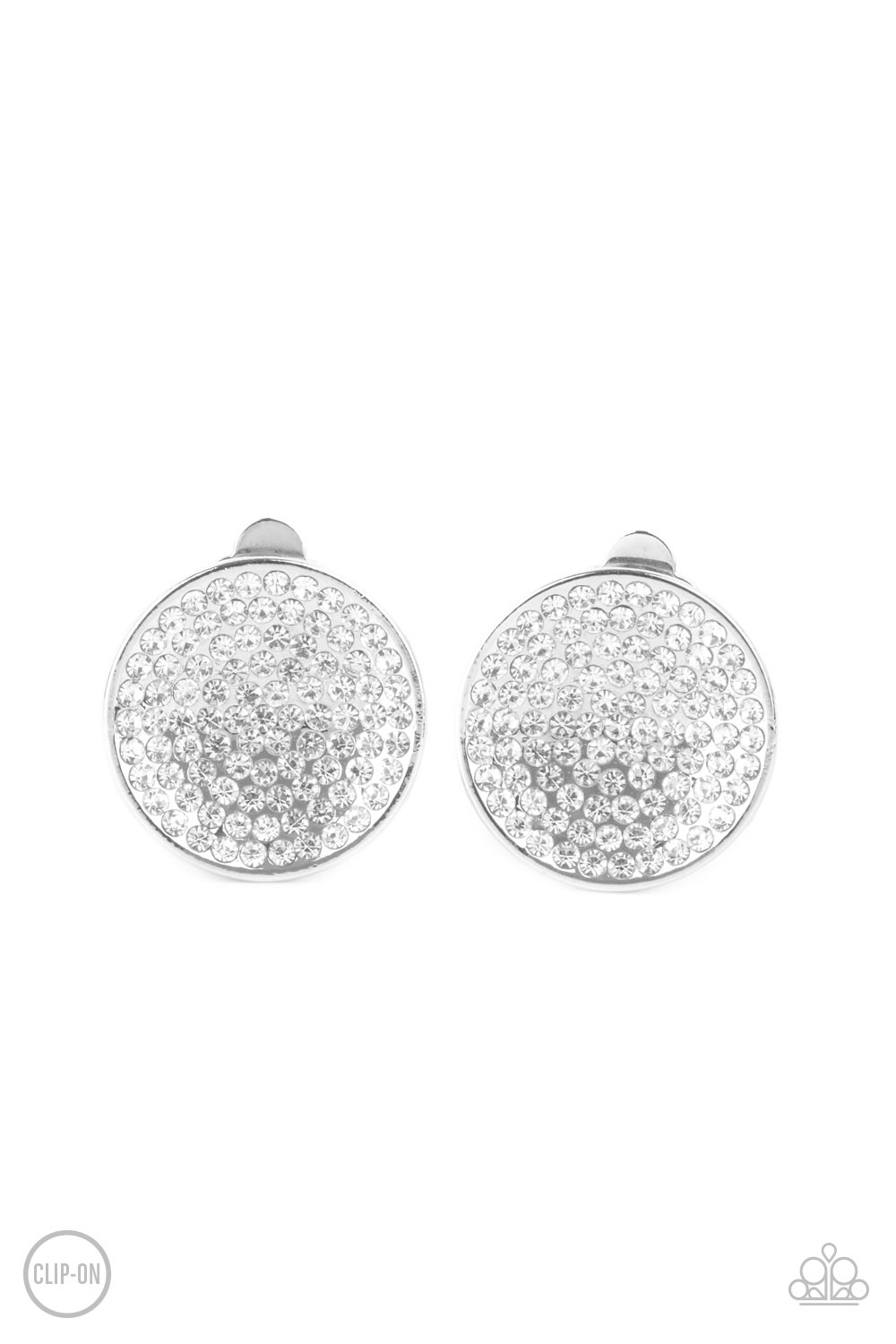 Drama on Demand - White Clip-On Earrings