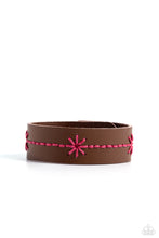 Load image into Gallery viewer, Cross-Stitched Gardens - Pink Snap Bracelet