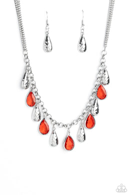 Teardrop Timbre - Red Necklace