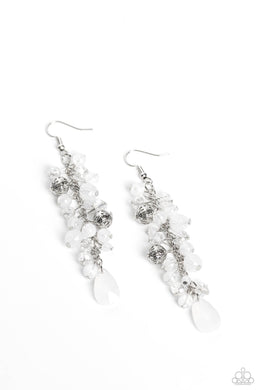 Cheeky Cascade - White Earrings