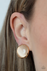 Cool Pools - Gold Clip-On Earrings