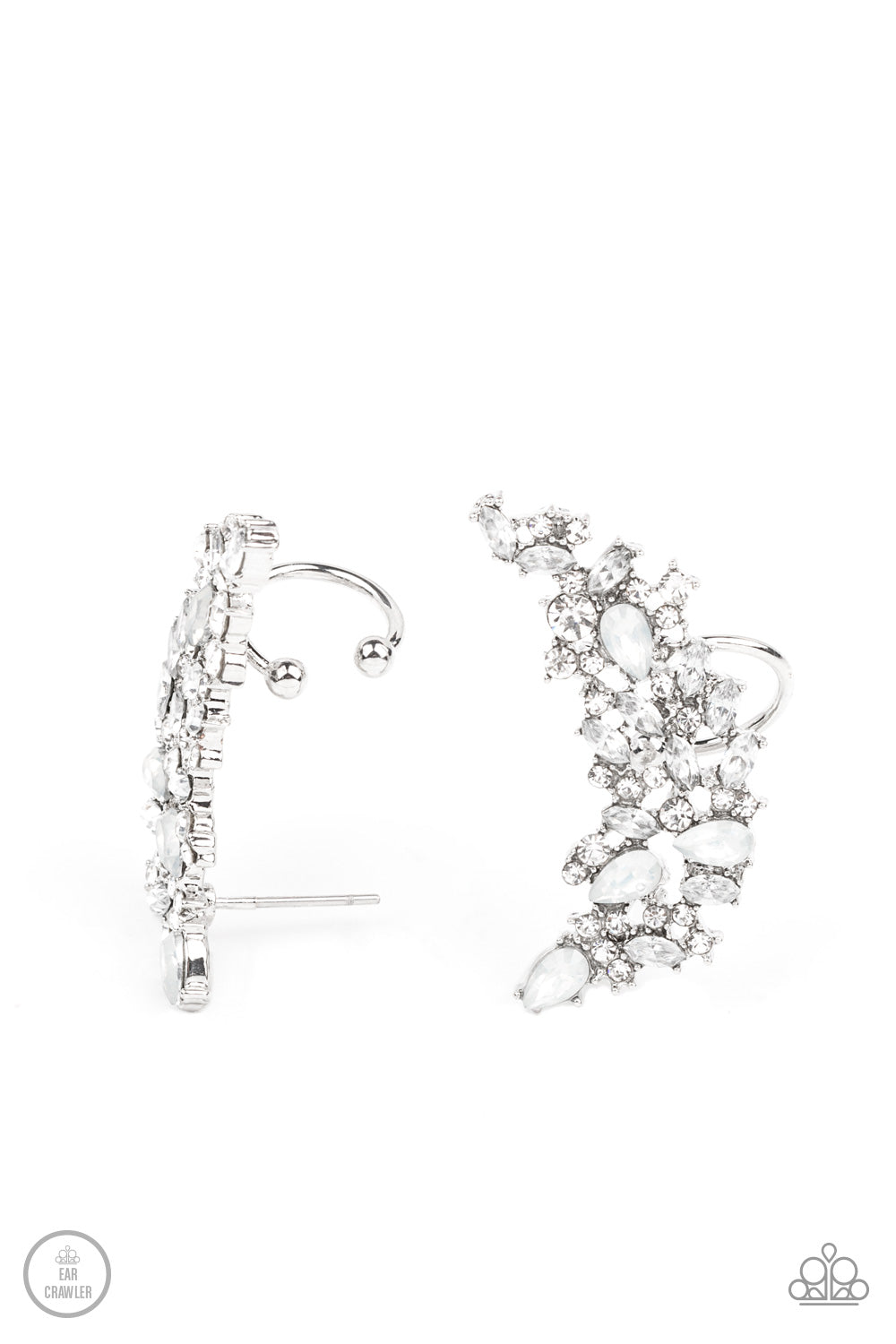 Prismatically Panoramic - White Ear Crawler Earrings