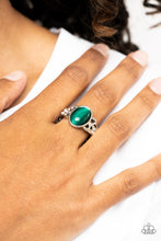 Load image into Gallery viewer, Crystals and Cats Eye - Green Dainty Ring