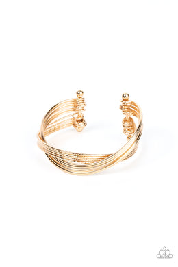 Industrialized Shimmer - Gold Cuff Bracelet