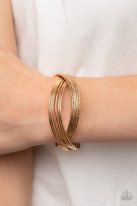 Industrialized Shimmer - Gold Cuff Bracelet