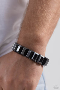 Chunky Champion - Black Gunmetal Stretchy Bracelet