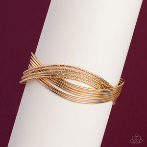 Industrialized Shimmer - Gold Cuff Bracelet