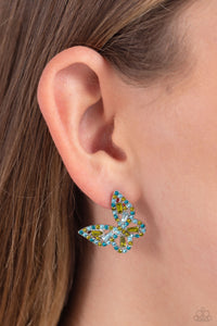 Tilted Takeoff - Green Post Earrings