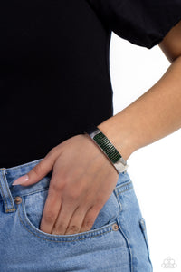 Record-Breaking Bling - Green Hinged Bracelet