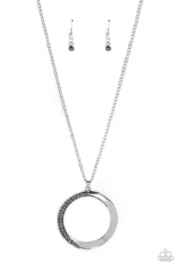 Encrusted Elegance - Silver Necklace