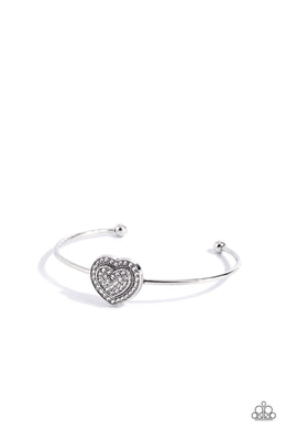 Stunning Soulmates - White Cuff Bracelet