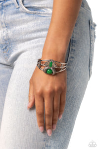 Peacock Plume - Green Cuff Bracelet