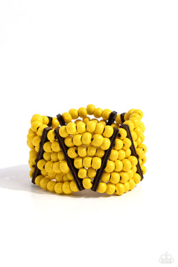 Way Off TROPIC - Yellow Stretchy Bracelet