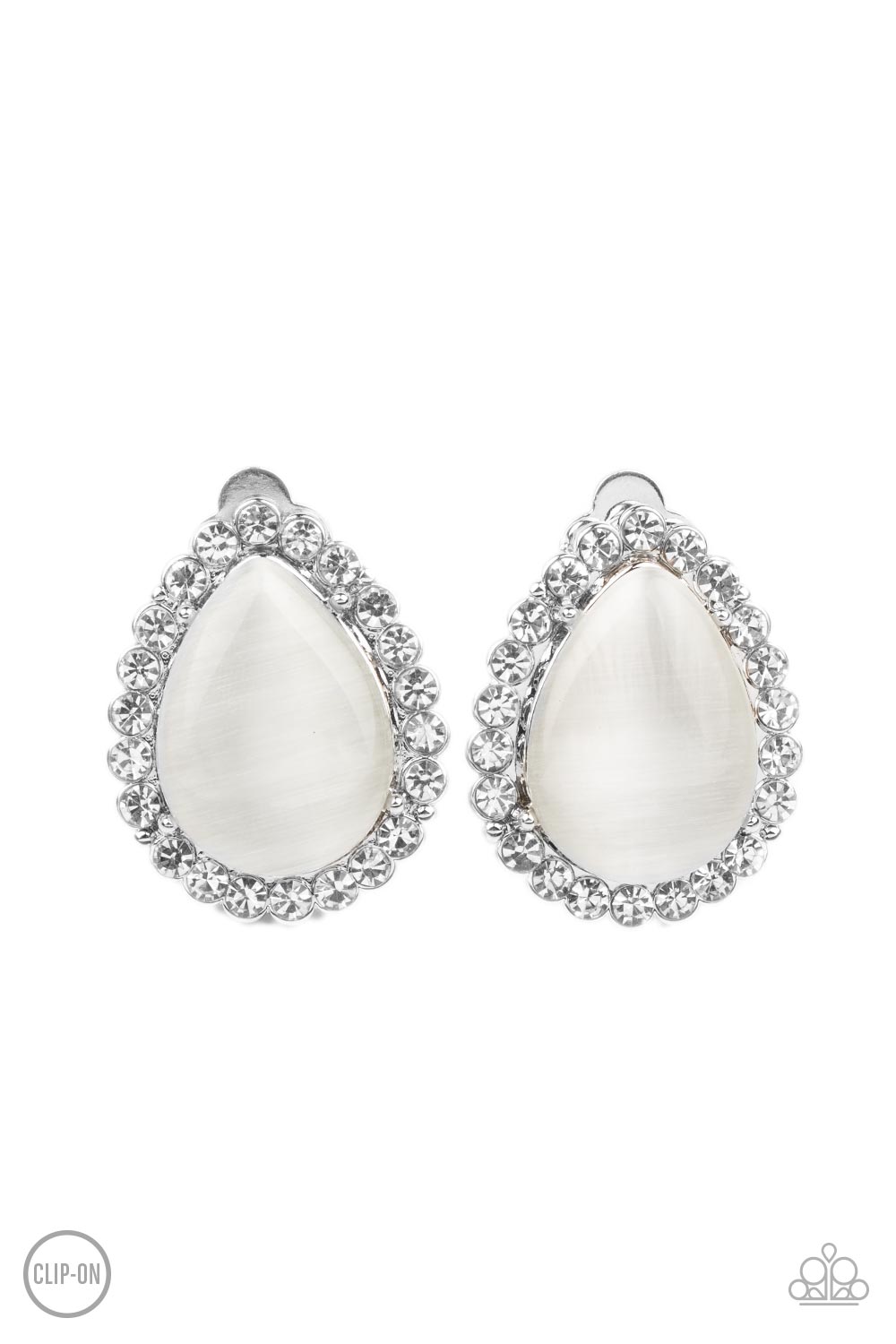 Downright Demure - White Clip-On Earrings