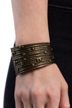 Load image into Gallery viewer, Mechanical Motif - Brass Cuff Bracelet