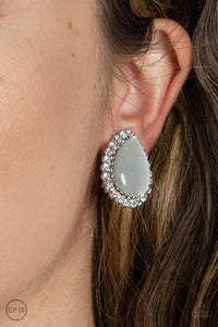 Downright Demure - White Clip-On Earrings