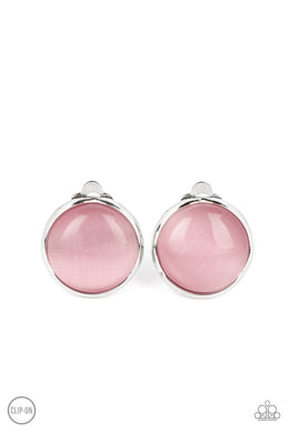 Cool Pools - Pink Clip-On Earrings