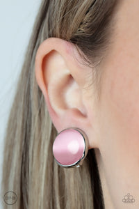 Cool Pools - Pink Clip-On Earrings