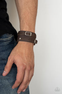 Bronco Bustin Buckles - Brown Adjustable Snap Closure Bracelet