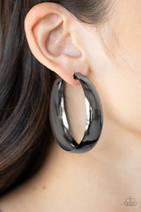 Flat Out Flawless - Black Gunmetal Hoop Earrings