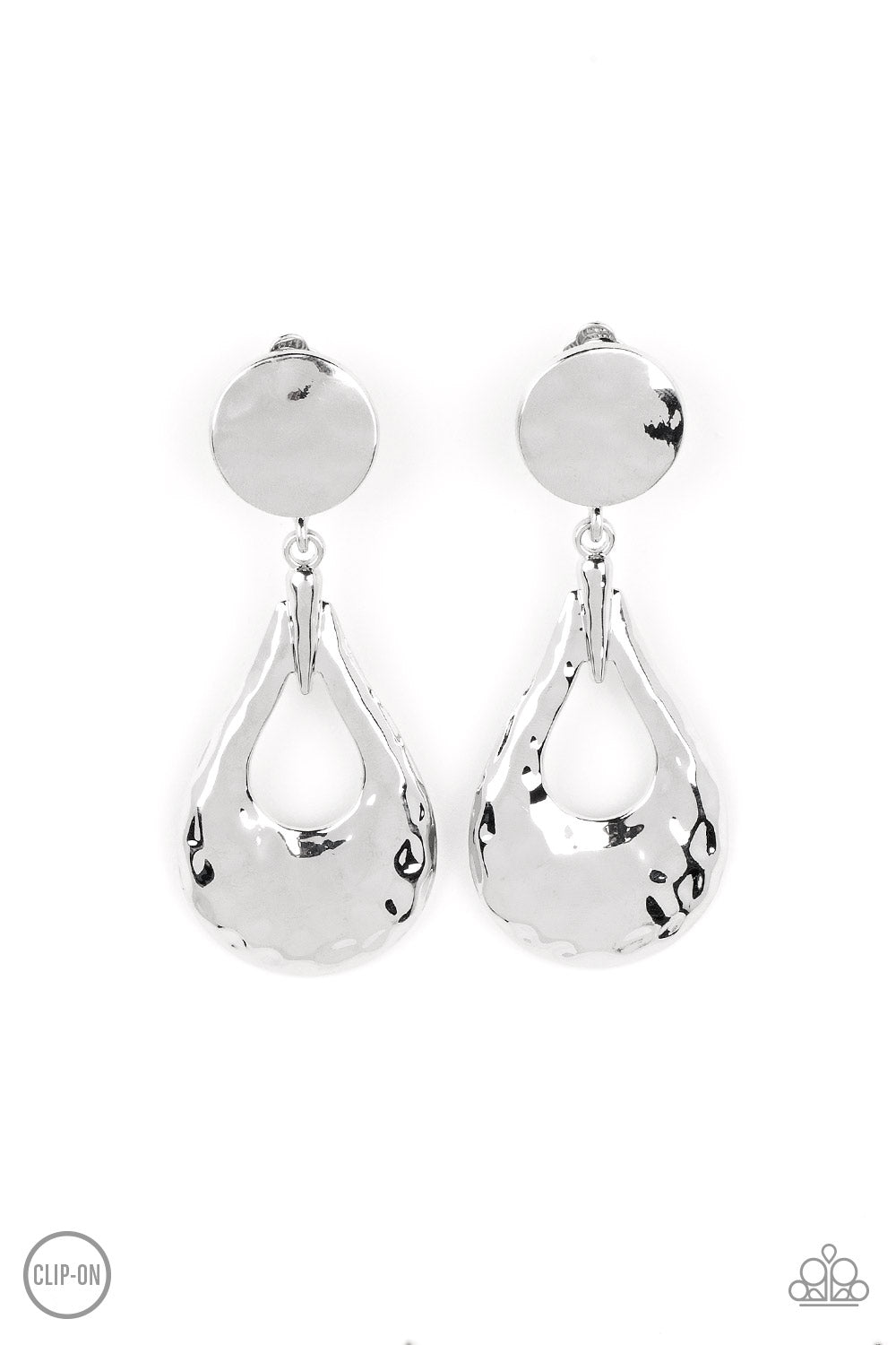 Metallic Magic - Silver Clip-On Earrings