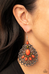 Peacock Prance - Orange Earrings