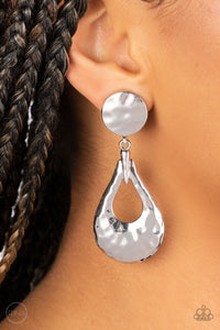 Metallic Magic - Silver Clip-On Earrings