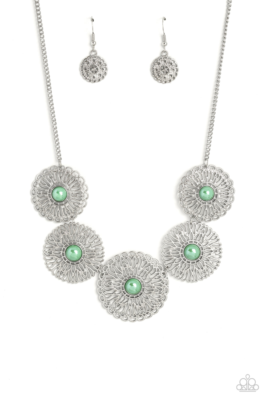 Chrysanthemum Craze - Green Necklace