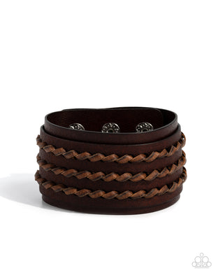 Western Twist - Brown Adjustable Snap Closure Bracelet