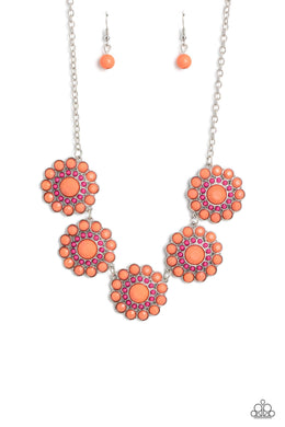 Floral Fervor - Orange Necklace