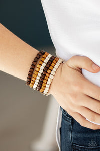 Tropical Tundra - Brown Stretchy Bracelet