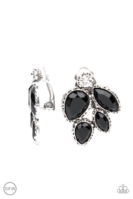 Fancy Foliage - Black Clip-On Earrings