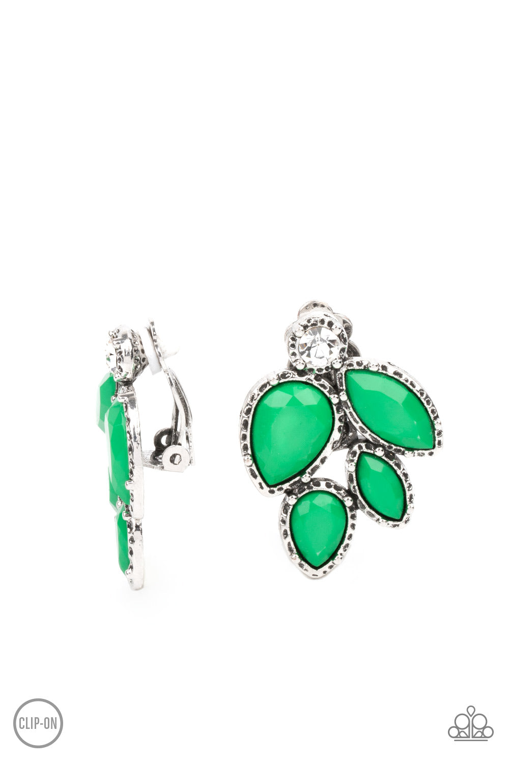 Fancy Foliage - Green Clip-On Earrings