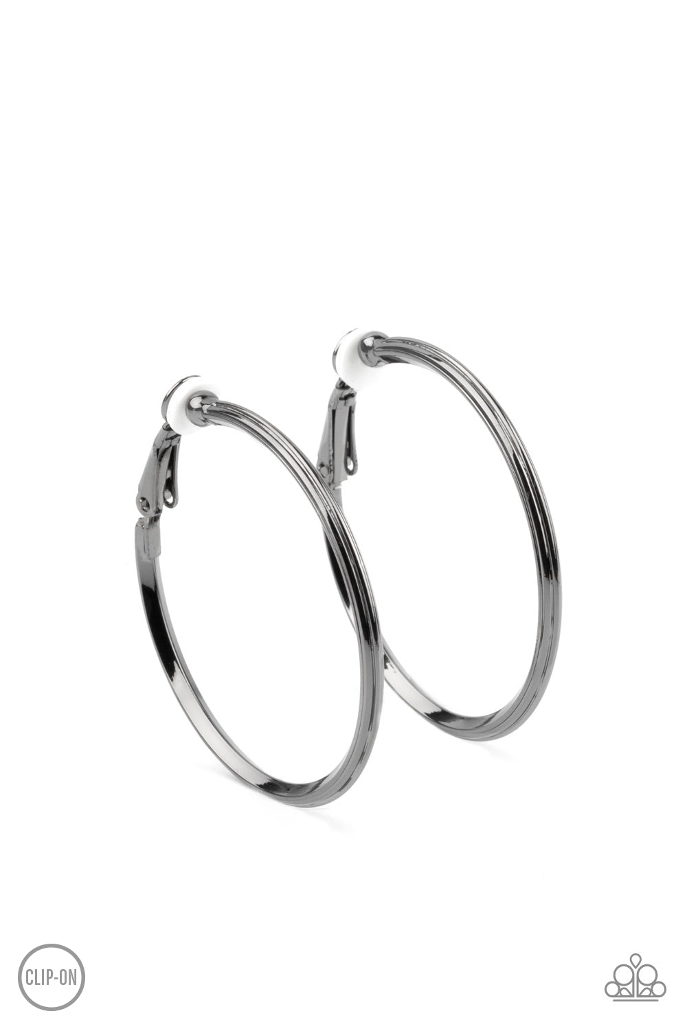 City Classic - Black Gunmetal Clip-On Hoop Earrings