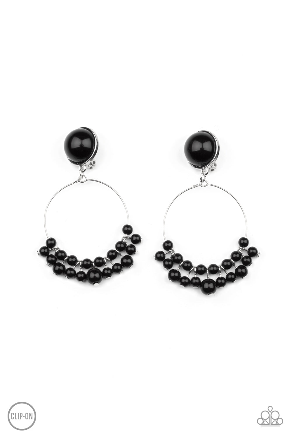 Cabaret Charm - Black Clip-On Earrings